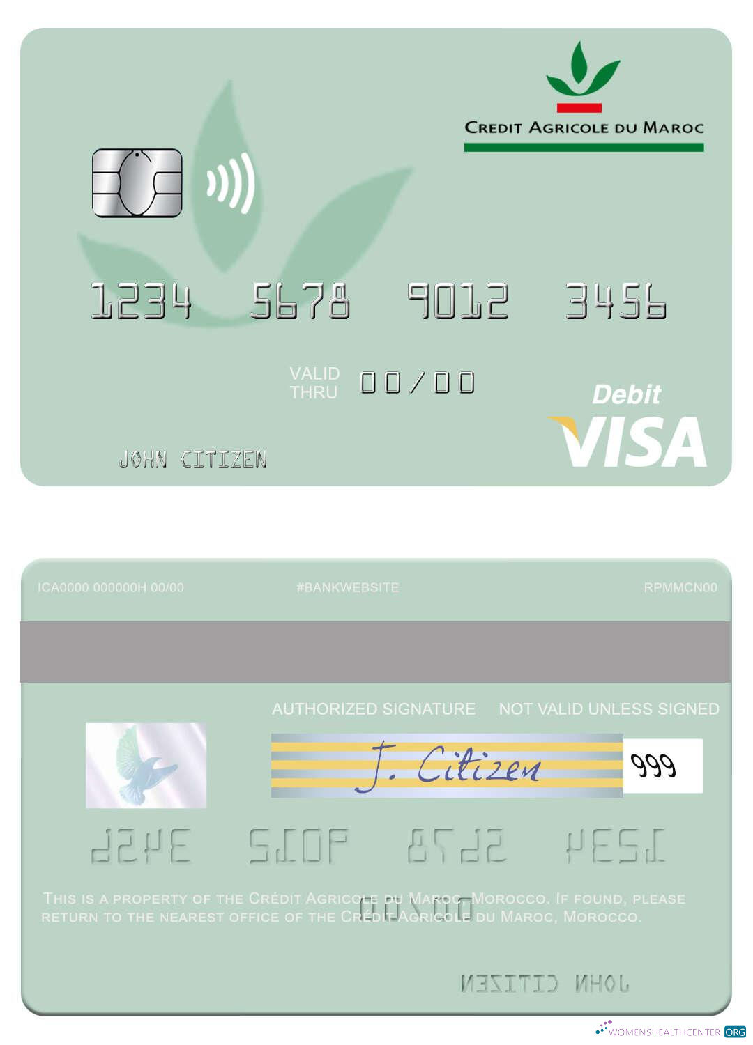 Download Morocco Crédit Agricole du Maroc visa debit card Photoshop template
